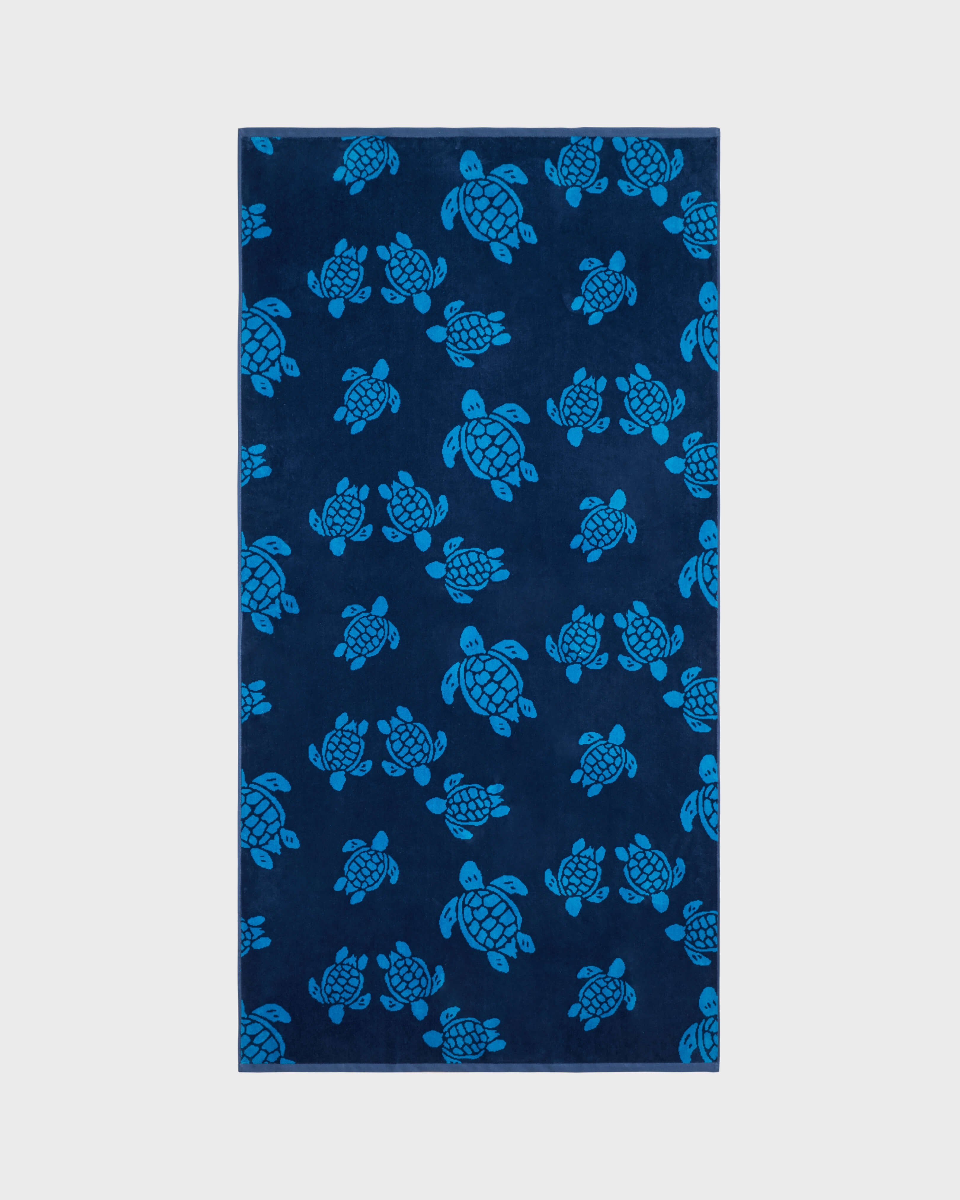 Organic Cotton Beach Towel Ronde des Tortues Jacquard - Blue Evening / Vilebrequin US