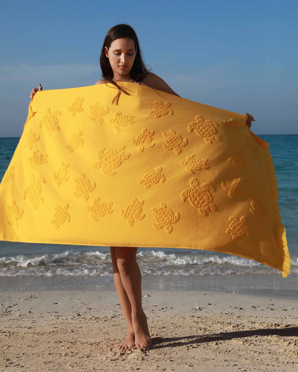Beach Fouta in Organic Cotton Turtles Jacquard | Beach Towel Vilebrequin STHU1201 / Vilebrequin US
