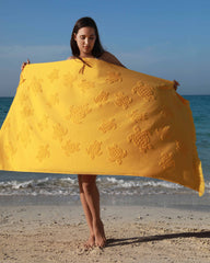 Beach Fouta in Organic Cotton Turtles Jacquard | Beach Towel Vilebrequin STHU1201 / Vilebrequin US