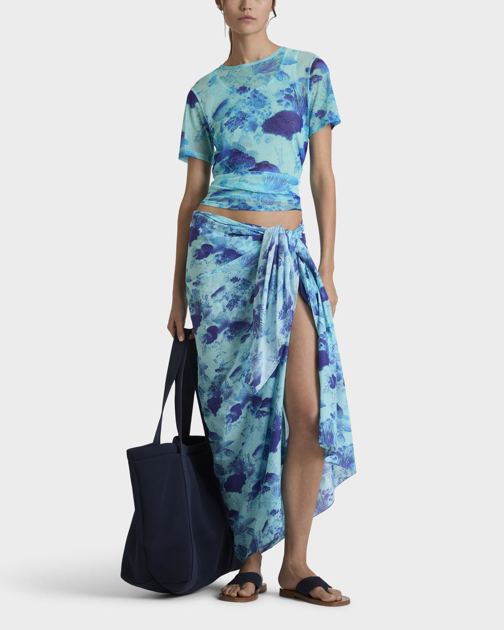 Cotton Voile Pareo Coral Reef - Blue Oxygene / Vilebrequin Sale