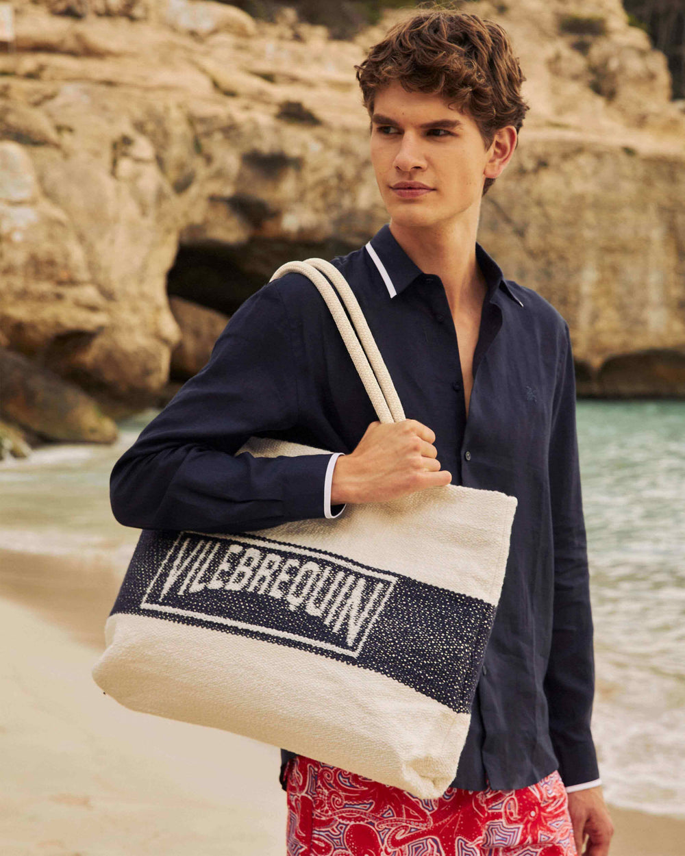 Cotton Woven Beach Bag Vilebrequin - Blue Navy / Vilebrequin New