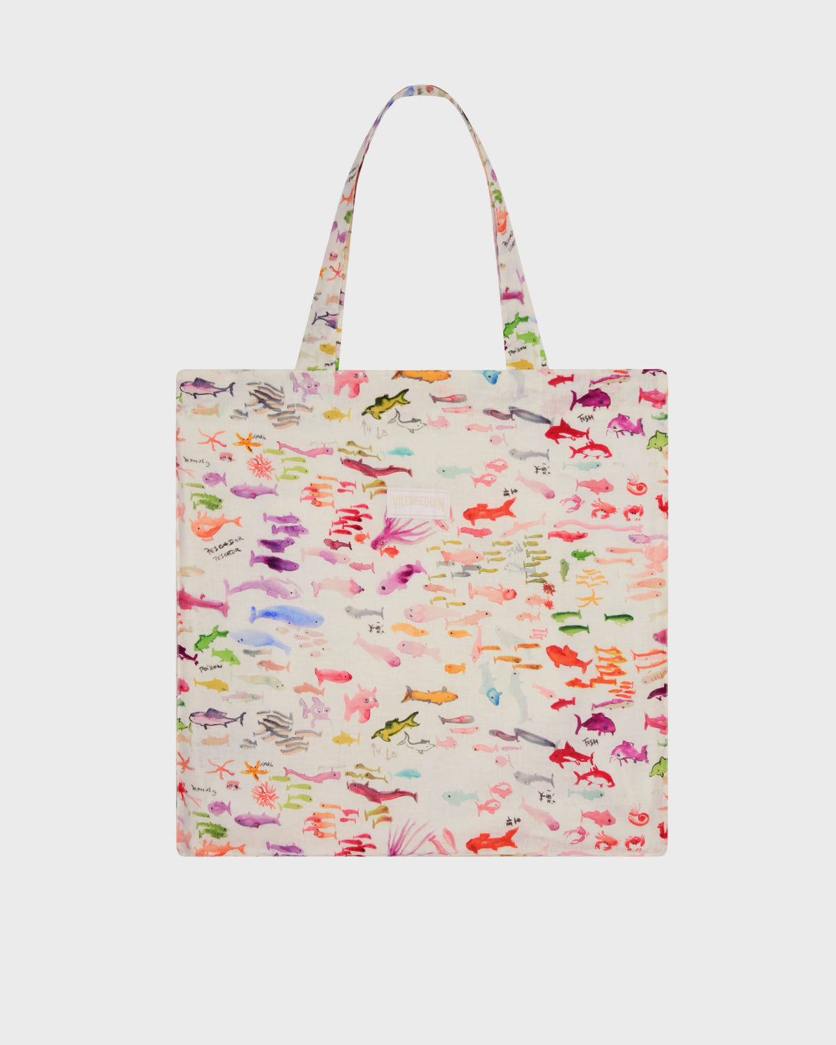 Linen Tote Bag Pescador - VBQ x Fabrice Hyber - White Papier / Vilebrequin Discount