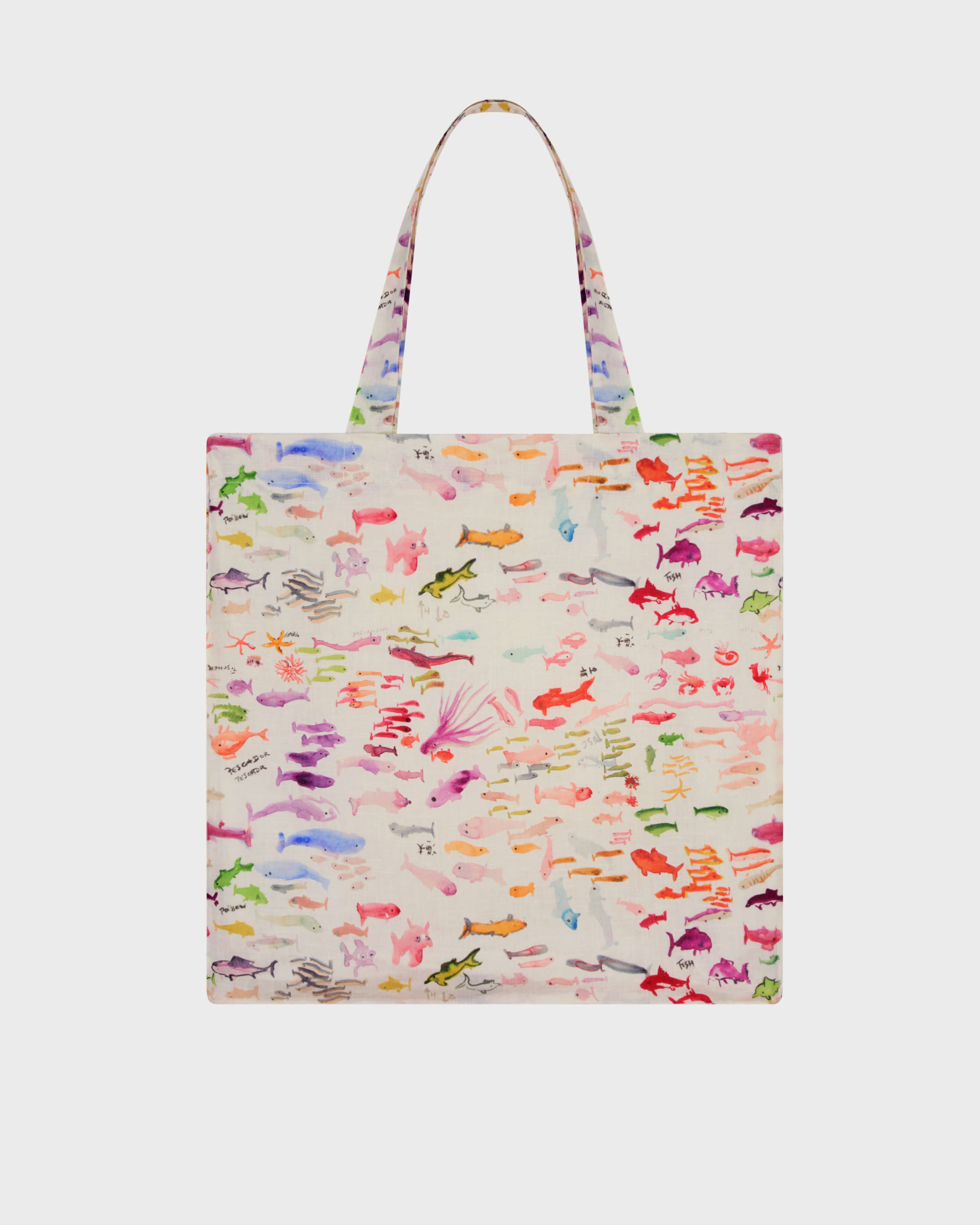 Linen Tote Bag Pescador - VBQ x Fabrice Hyber - White Papier / Vilebrequin Discount