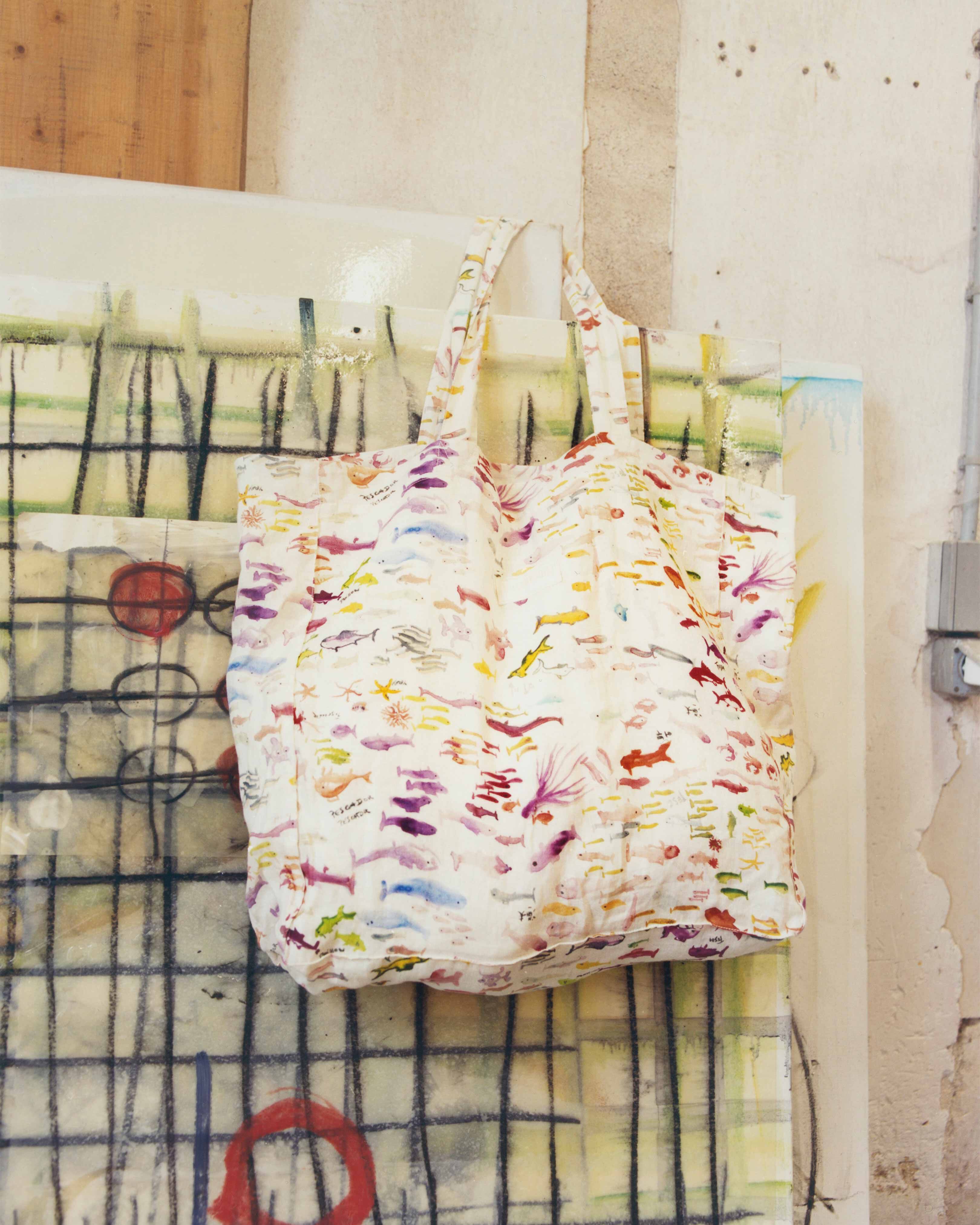 Linen Tote Bag Pescador - VBQ x Fabrice Hyber - White Papier / Vilebrequin Discount