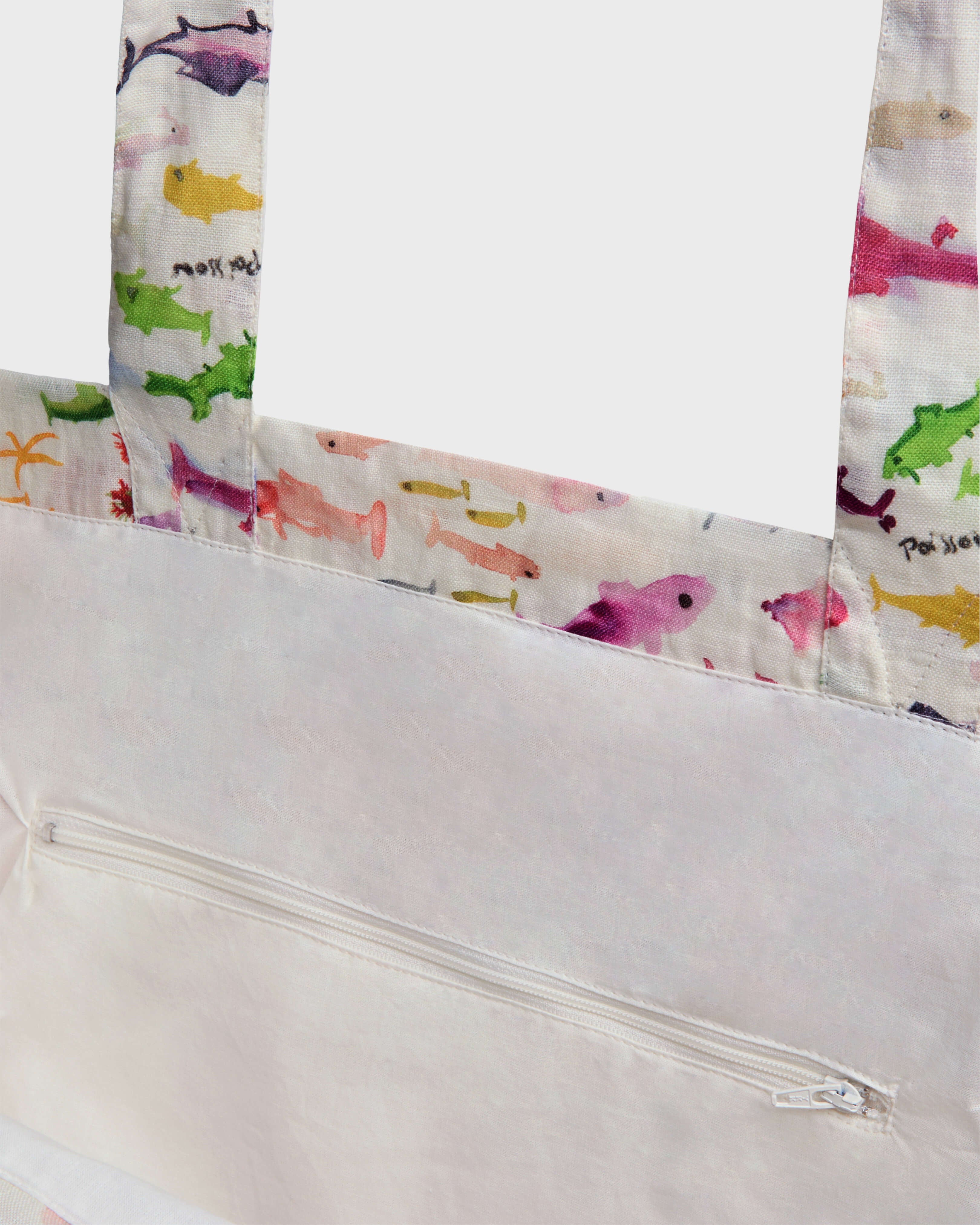Linen Tote Bag Pescador - VBQ x Fabrice Hyber - White Papier / Vilebrequin Discount